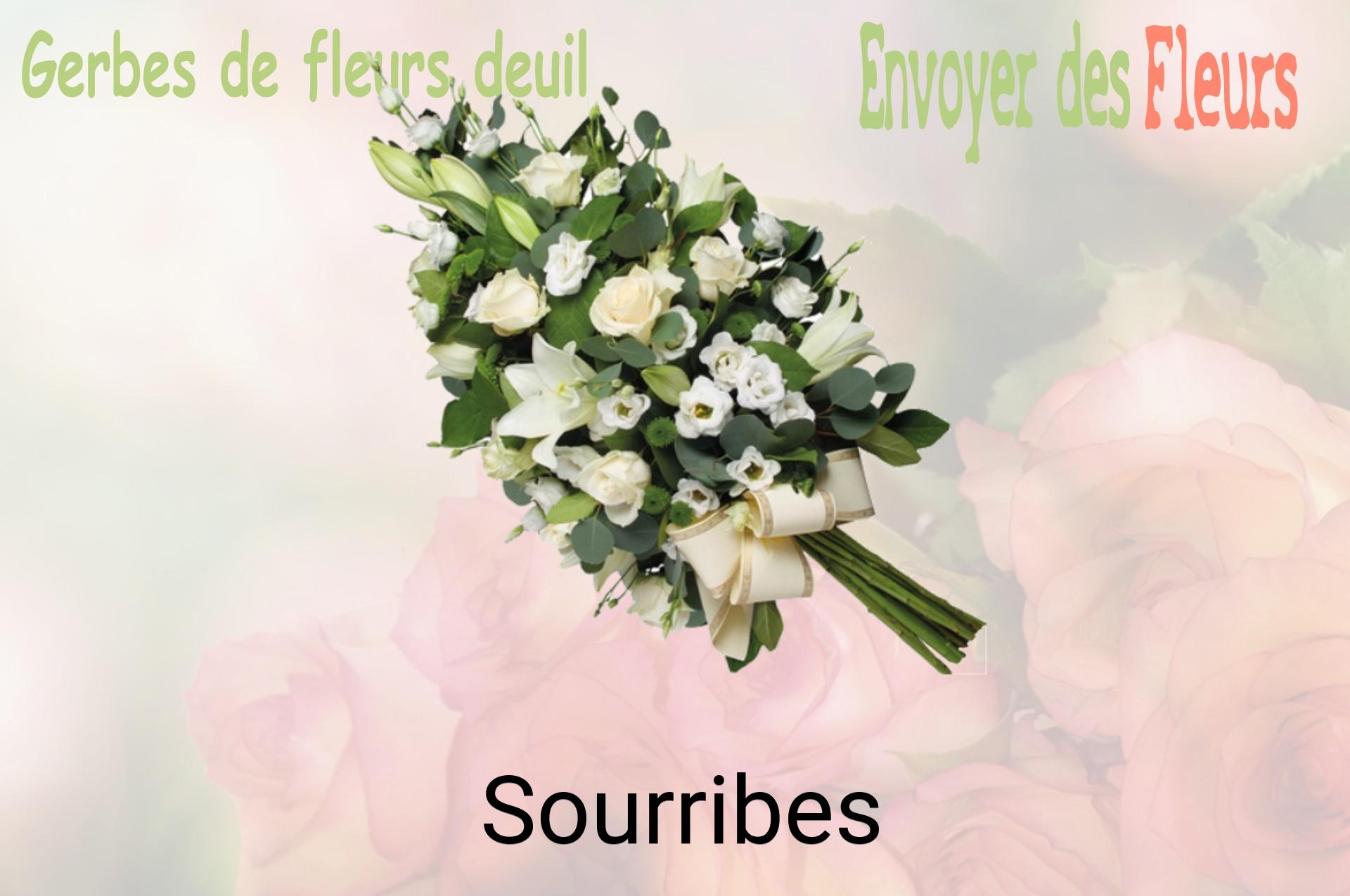 Gerbe de fleurs de deuil livrée à Sourribes